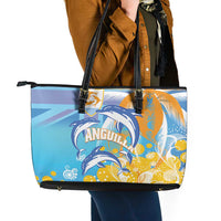 Anguilla 3 Dolphins Leather Tote Bag Summer Stylized