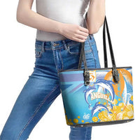 Anguilla 3 Dolphins Leather Tote Bag Summer Stylized
