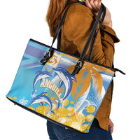 Anguilla 3 Dolphins Leather Tote Bag Summer Stylized