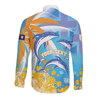 Personalised Anguilla 3 Dolphins Long Sleeve Button Shirt Summer Stylized
