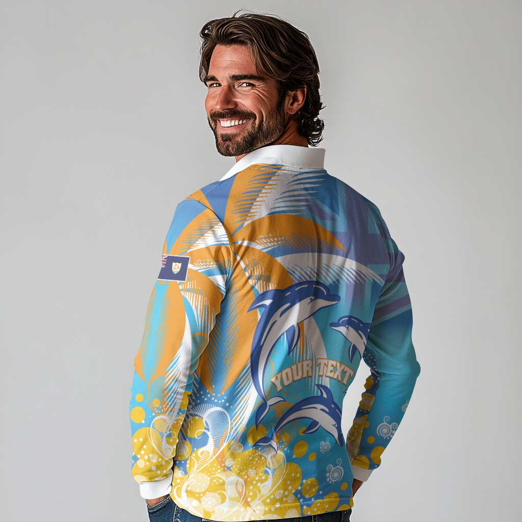 Personalised Anguilla 3 Dolphins Long Sleeve Polo Shirt Summer Stylized