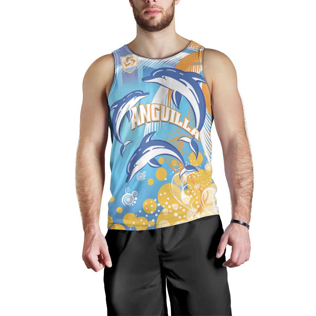Personalised Anguilla 3 Dolphins Men Tank Top Summer Stylized