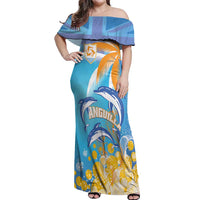 Personalised Anguilla 3 Dolphins Off Shoulder Maxi Dress Summer Stylized
