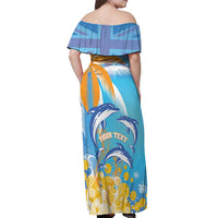 Personalised Anguilla 3 Dolphins Off Shoulder Maxi Dress Summer Stylized