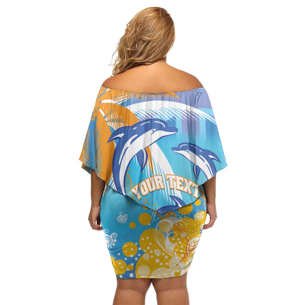 Personalised Anguilla 3 Dolphins Off Shoulder Short Dress Summer Stylized