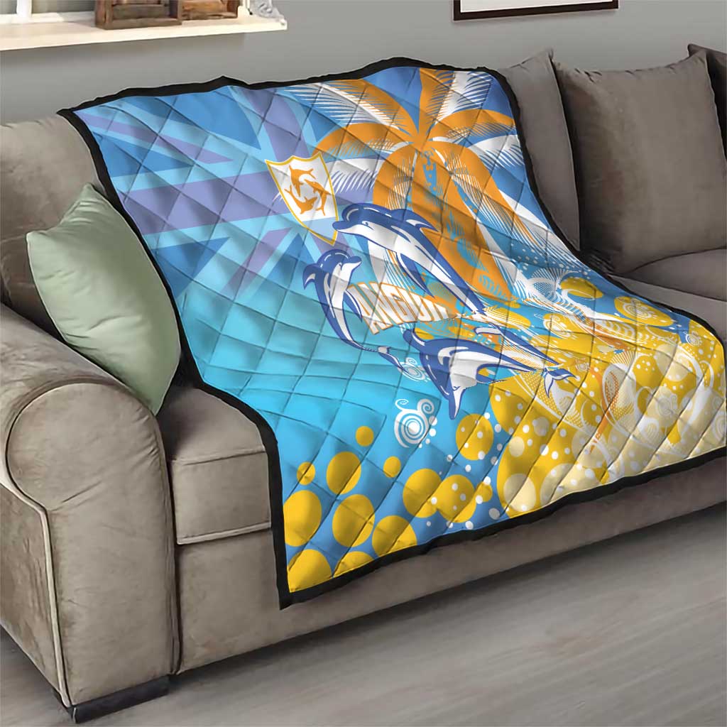 Anguilla 3 Dolphins Quilt Summer Stylized