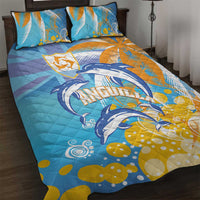 Anguilla 3 Dolphins Quilt Bed Set Summer Stylized