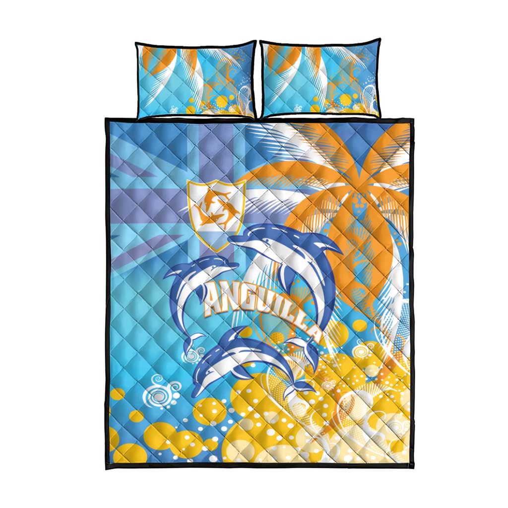 Anguilla 3 Dolphins Quilt Bed Set Summer Stylized
