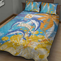 Anguilla 3 Dolphins Quilt Bed Set Summer Stylized