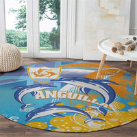 Anguilla 3 Dolphins Round Carpet Summer Stylized
