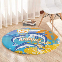 Anguilla 3 Dolphins Round Carpet Summer Stylized