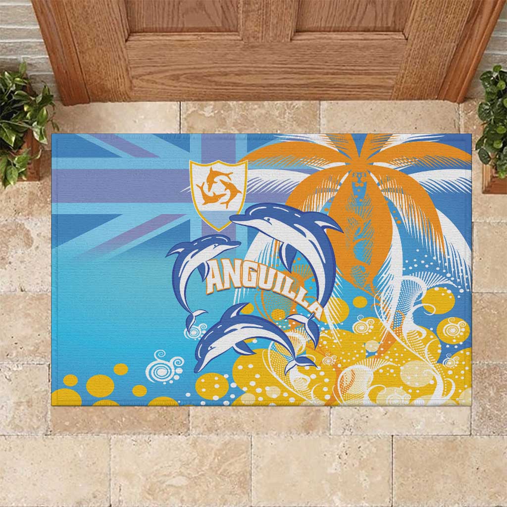 Anguilla 3 Dolphins Rubber Doormat Summer Stylized