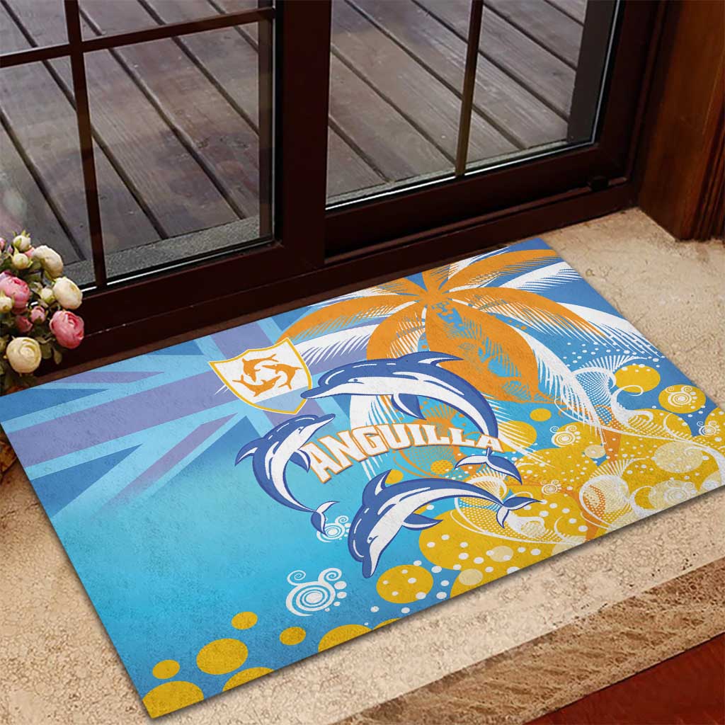 Anguilla 3 Dolphins Rubber Doormat Summer Stylized
