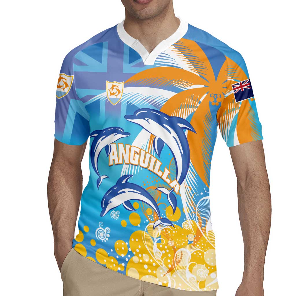 Personalised Anguilla 3 Dolphins Rugby Jersey Summer Stylized