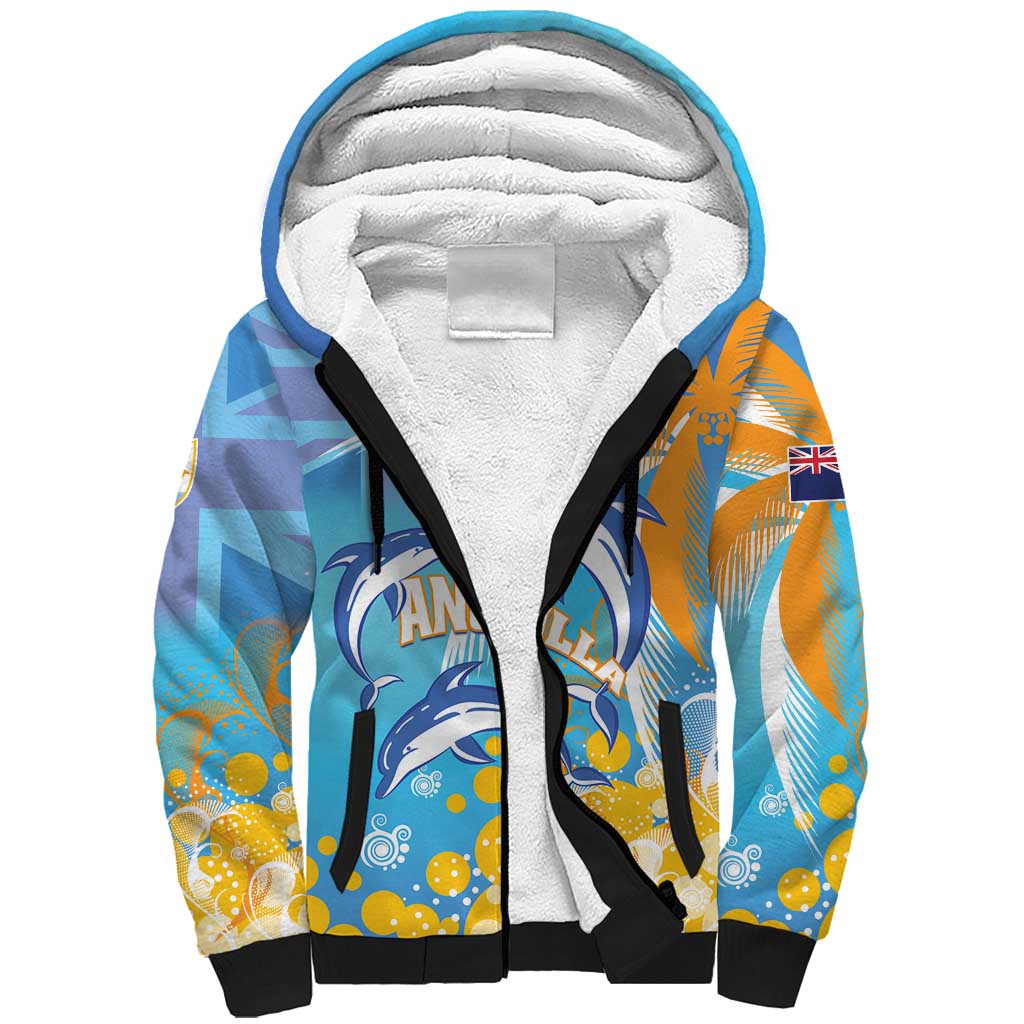 Personalised Anguilla 3 Dolphins Sherpa Hoodie Summer Stylized