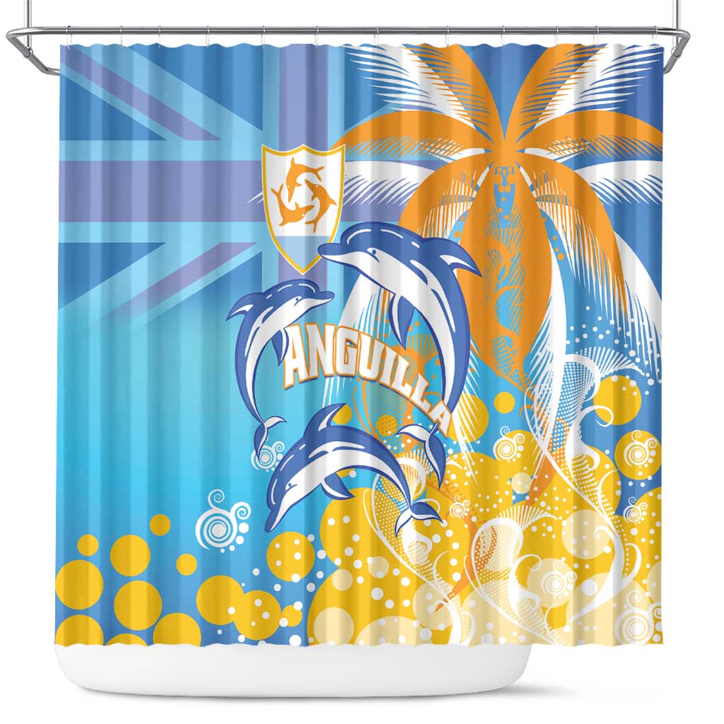 Anguilla 3 Dolphins Shower Curtain Summer Stylized