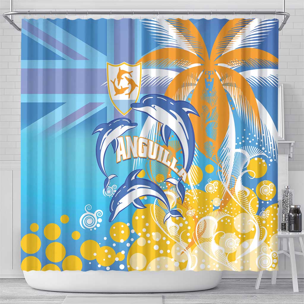 Anguilla 3 Dolphins Shower Curtain Summer Stylized