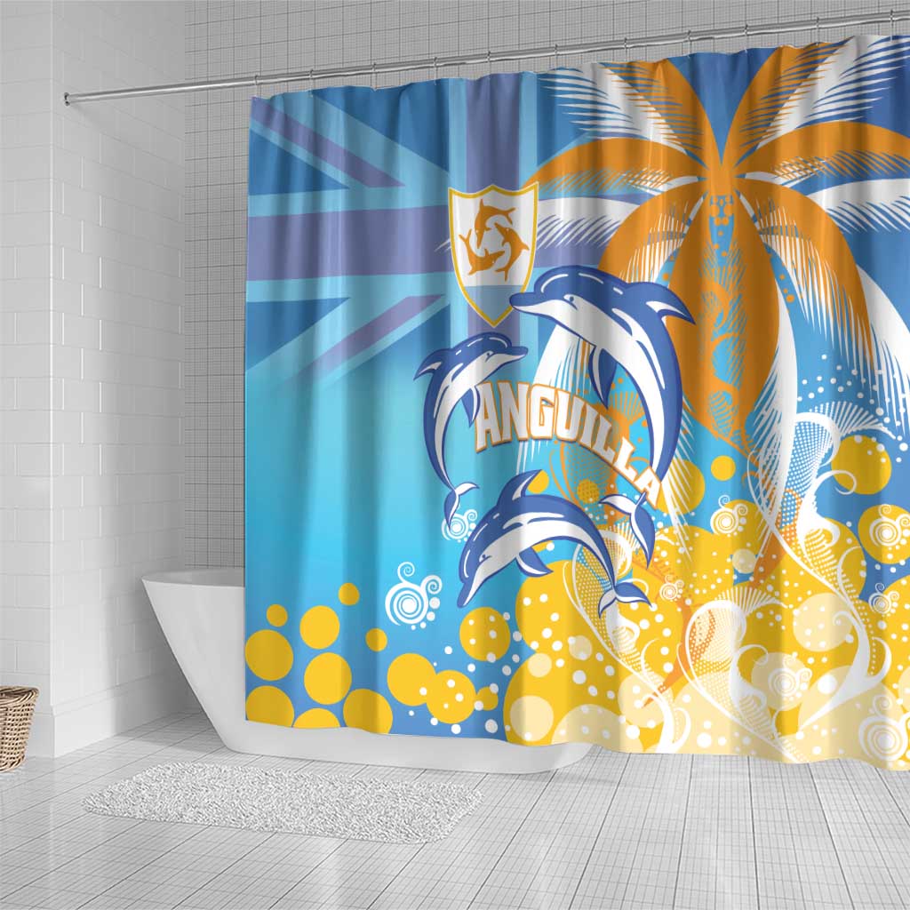 Anguilla 3 Dolphins Shower Curtain Summer Stylized