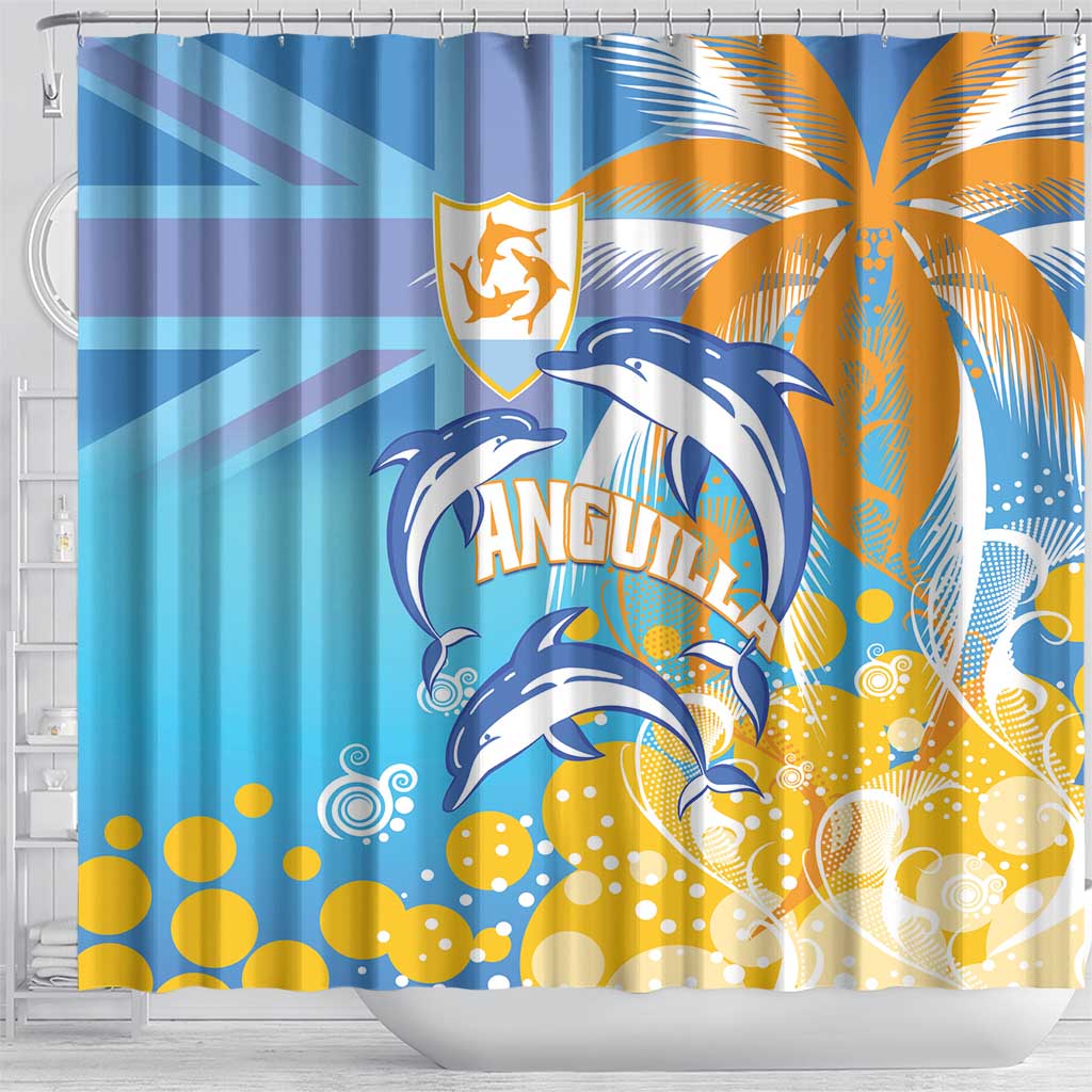 Anguilla 3 Dolphins Shower Curtain Summer Stylized