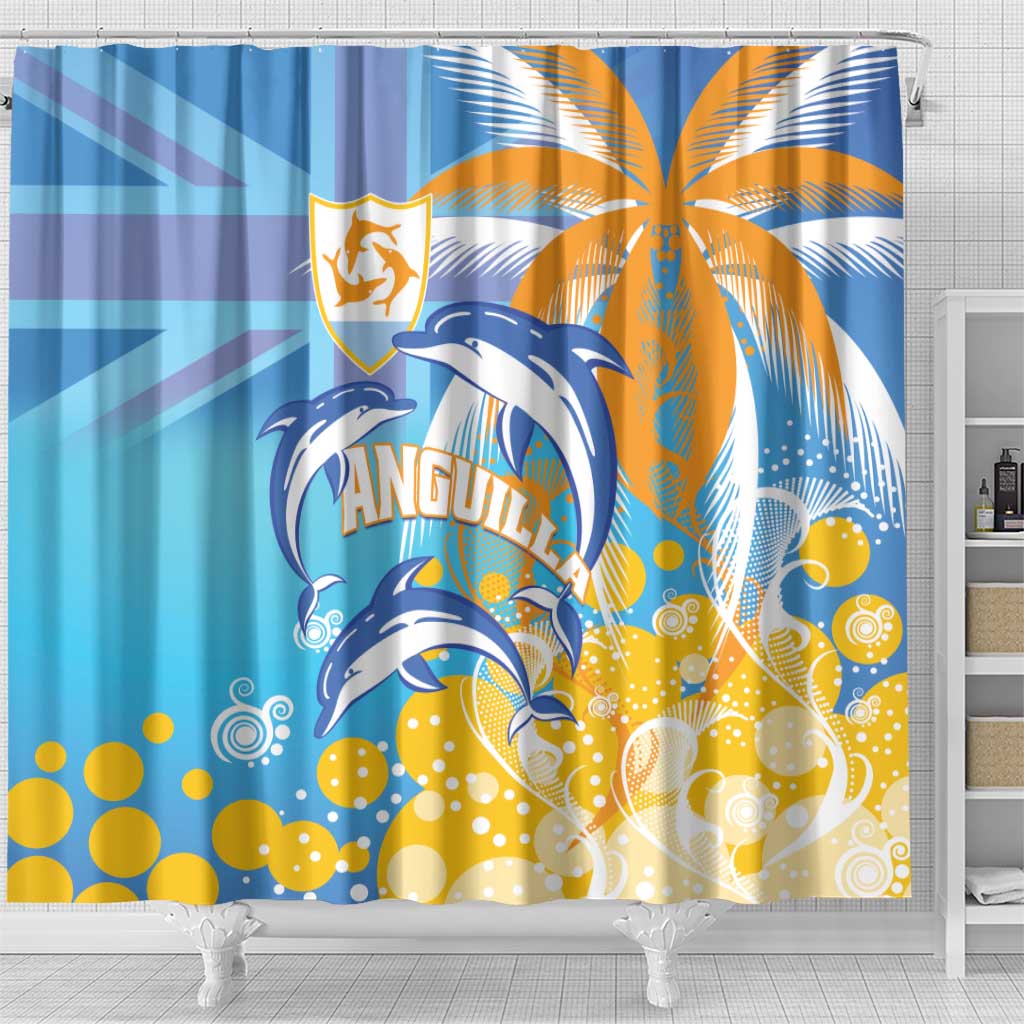 Anguilla 3 Dolphins Shower Curtain Summer Stylized