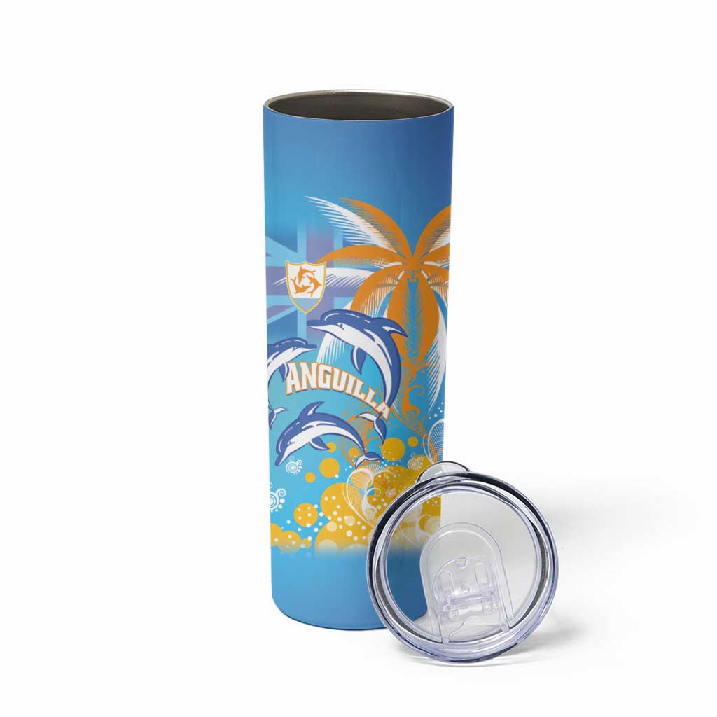 Personalised Anguilla 3 Dolphins Skinny Tumbler Summer Stylized