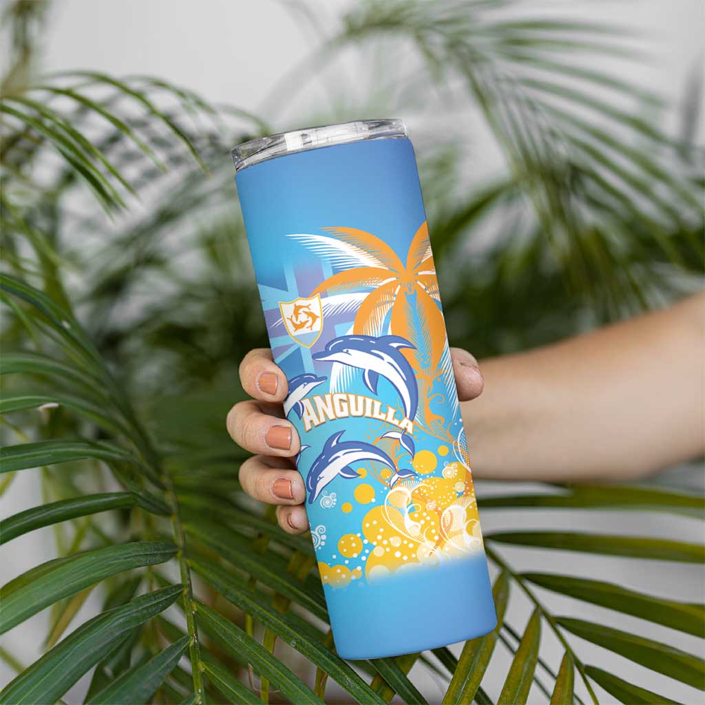 Personalised Anguilla 3 Dolphins Skinny Tumbler Summer Stylized