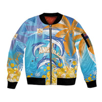 Personalised Anguilla 3 Dolphins Sleeve Zip Bomber Jacket Summer Stylized