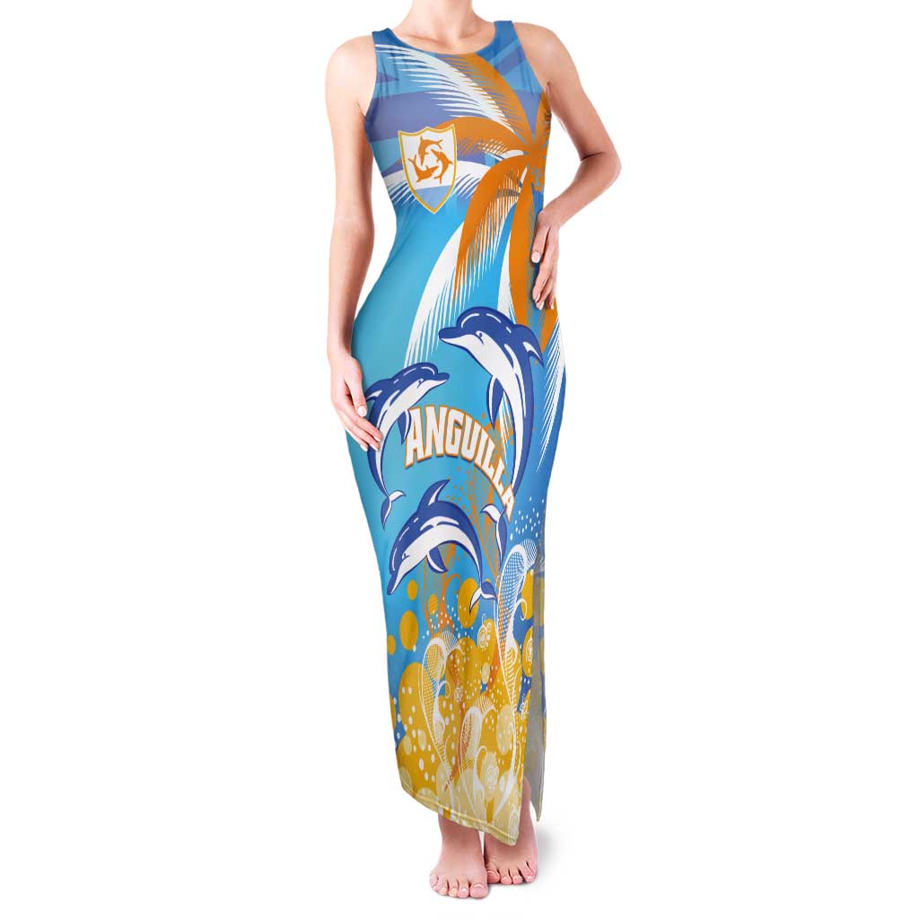 Personalised Anguilla 3 Dolphins Tank Maxi Dress Summer Stylized