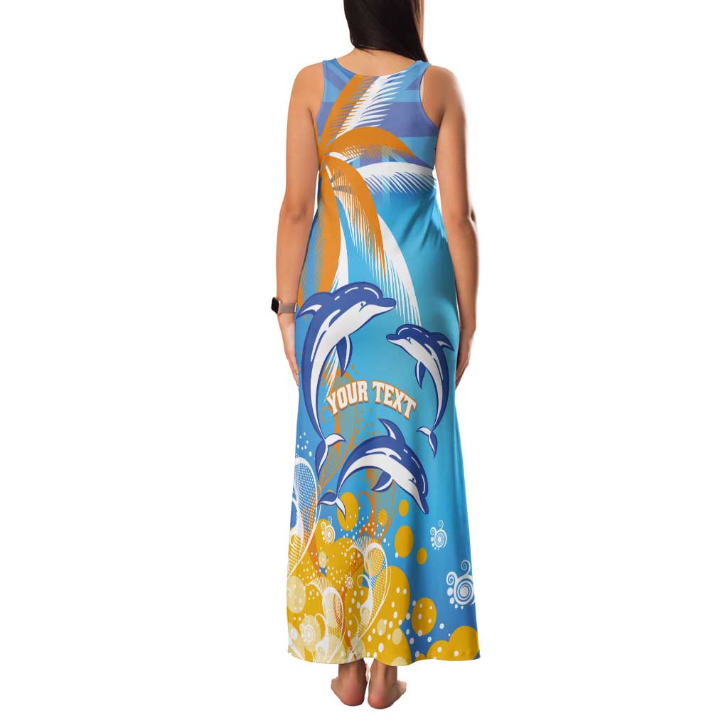 Personalised Anguilla 3 Dolphins Tank Maxi Dress Summer Stylized