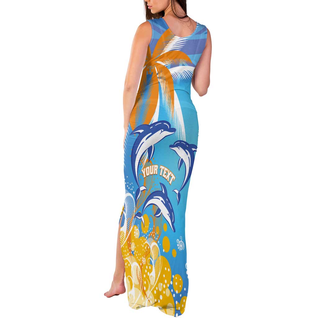 Personalised Anguilla 3 Dolphins Tank Maxi Dress Summer Stylized