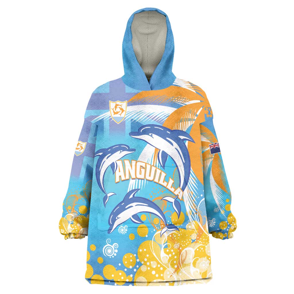 Personalised Anguilla 3 Dolphins Wearable Blanket Hoodie Summer Stylized