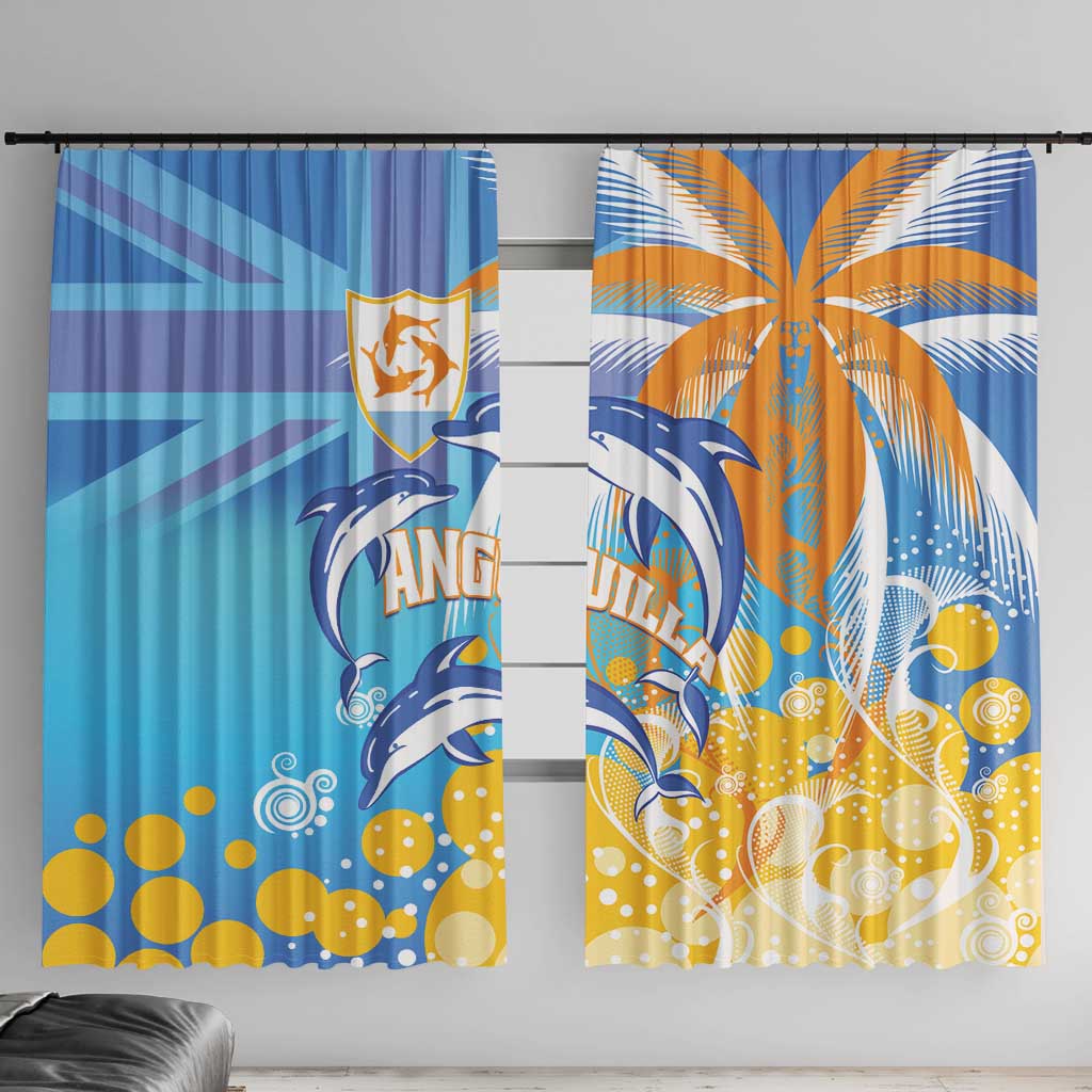 Anguilla 3 Dolphins Window Curtain Summer Stylized