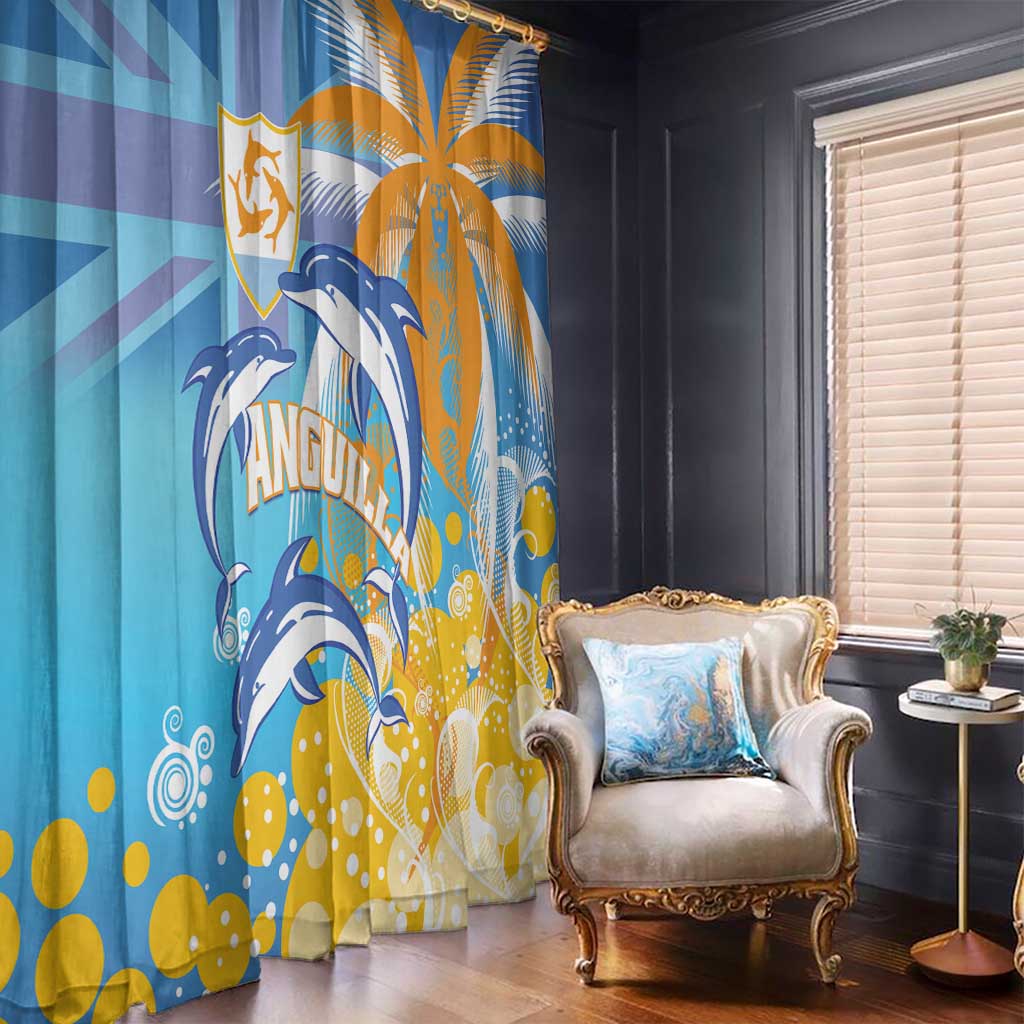 Anguilla 3 Dolphins Window Curtain Summer Stylized