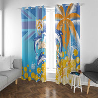 Anguilla 3 Dolphins Window Curtain Summer Stylized
