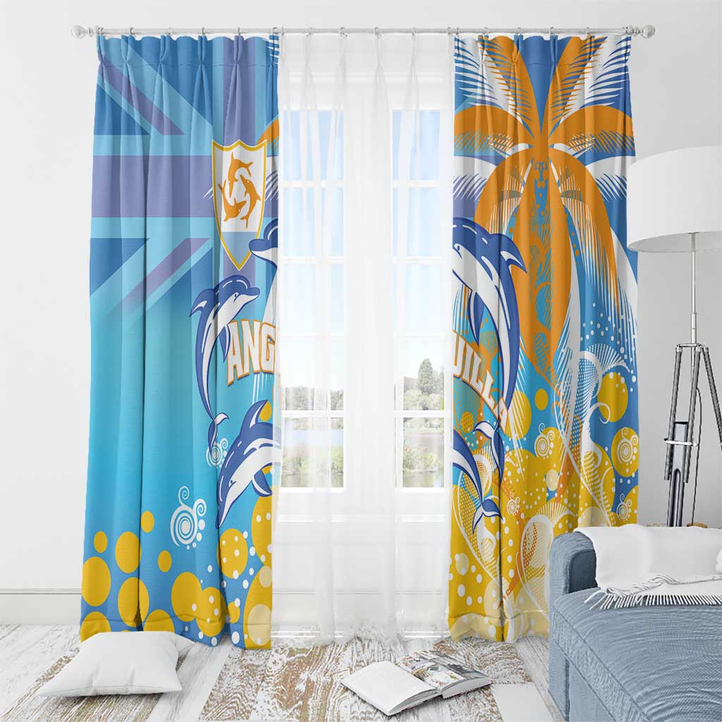 Anguilla 3 Dolphins Window Curtain Summer Stylized