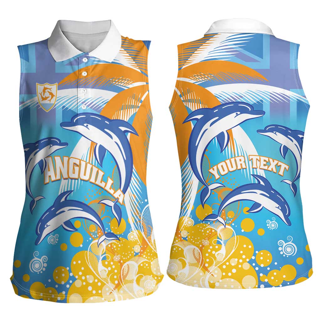 Personalised Anguilla 3 Dolphins Women Sleeveless Polo Shirt Summer Stylized