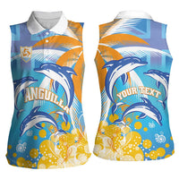 Personalised Anguilla 3 Dolphins Women Sleeveless Polo Shirt Summer Stylized