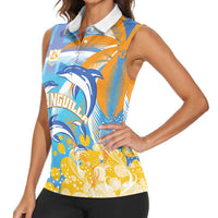 Personalised Anguilla 3 Dolphins Women Sleeveless Polo Shirt Summer Stylized