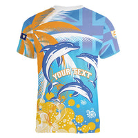 Personalised Anguilla 3 Dolphins Women V-Neck T-Shirt Summer Stylized