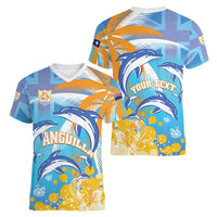 Personalised Anguilla 3 Dolphins Women V-Neck T-Shirt Summer Stylized