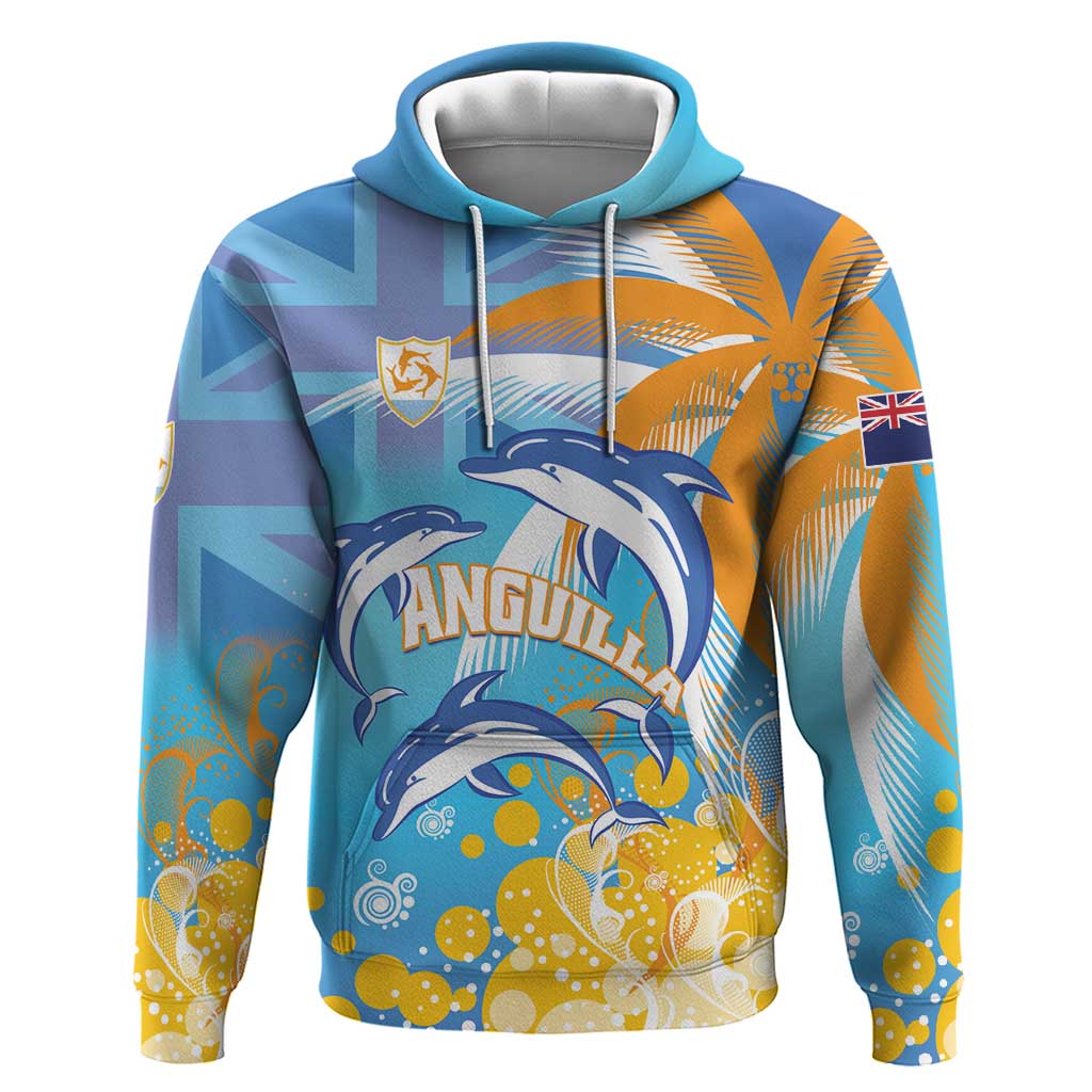 Personalised Anguilla 3 Dolphins Zip Hoodie Summer Stylized