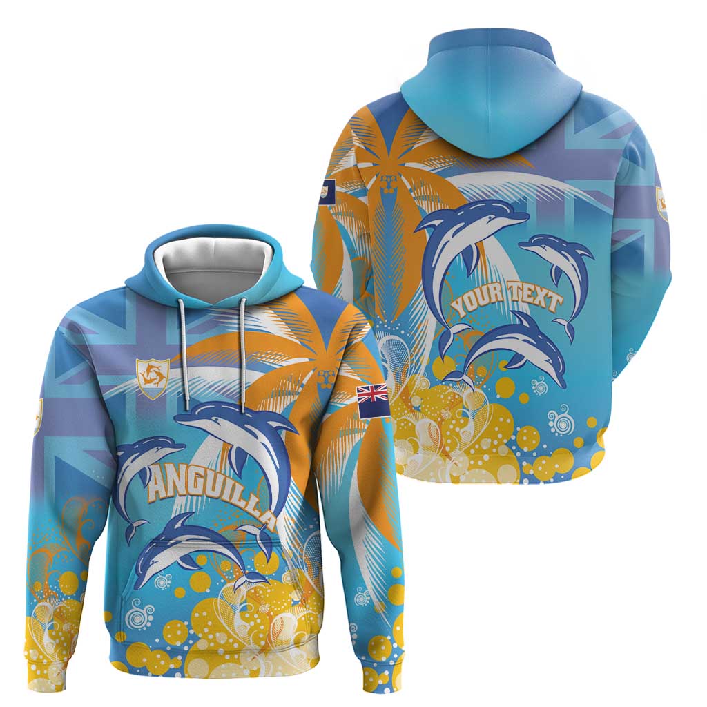 Personalised Anguilla 3 Dolphins Zip Hoodie Summer Stylized