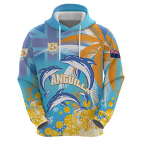 Personalised Anguilla 3 Dolphins Zip Hoodie Summer Stylized