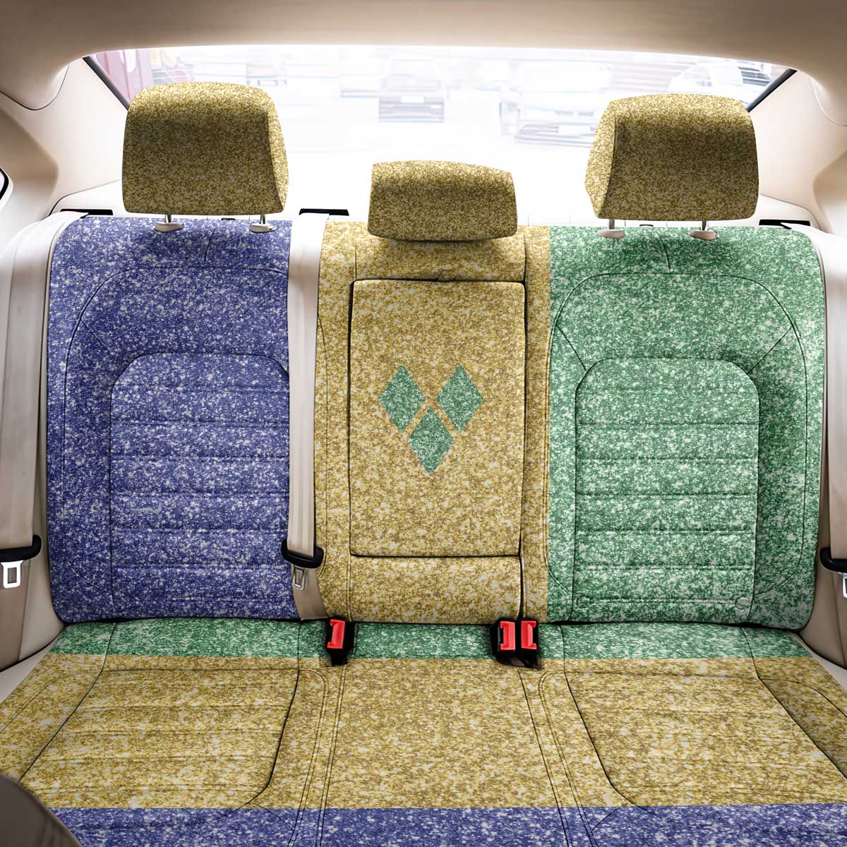 Saint Vincent and the Grenadines Vincy Mas Back Car Seat Cover SVG Glitter Color Style - Wonder Print Shop