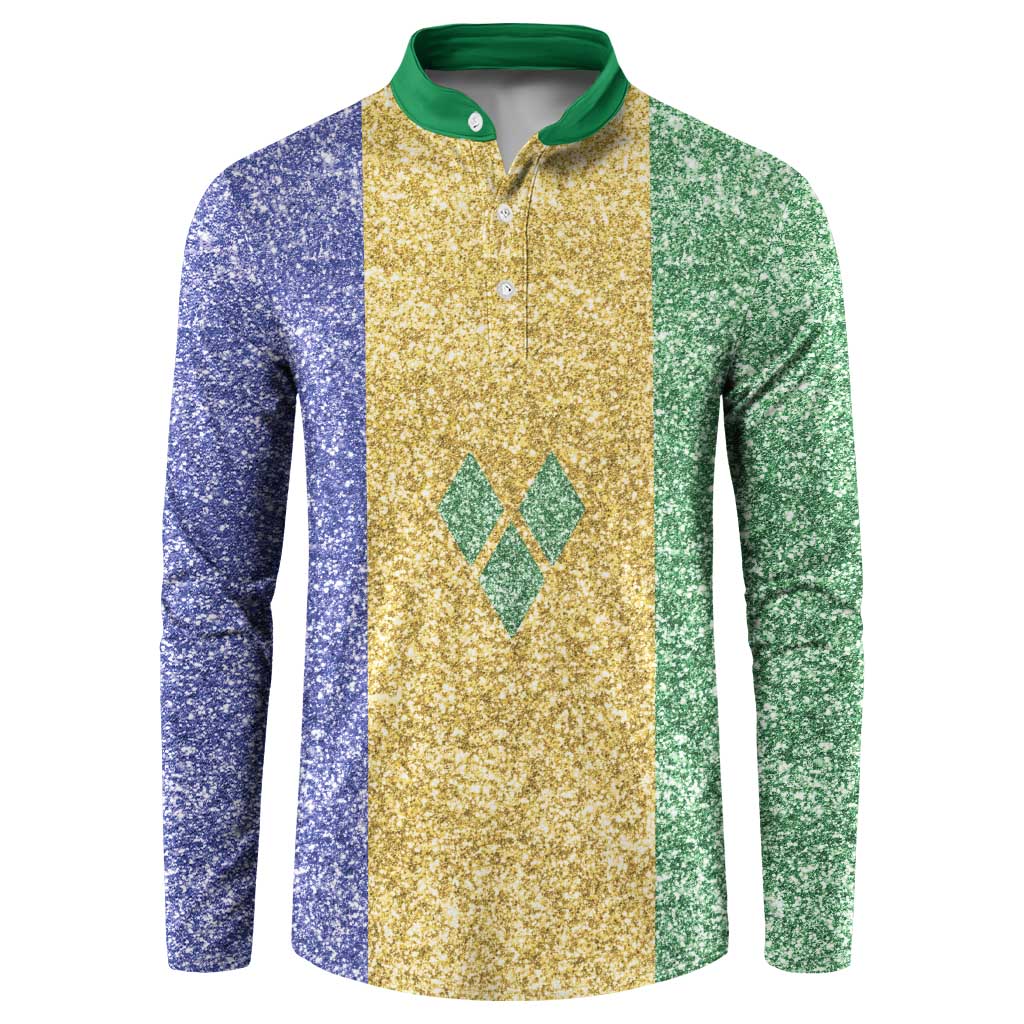 Saint Vincent and the Grenadines Vincy Mas Button Sweatshirt SVG Glitter Color Style - Wonder Print Shop