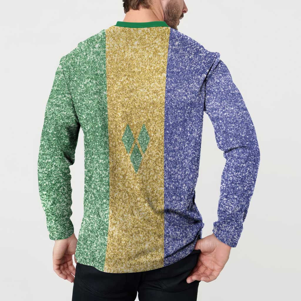 Saint Vincent and the Grenadines Vincy Mas Button Sweatshirt SVG Glitter Color Style - Wonder Print Shop