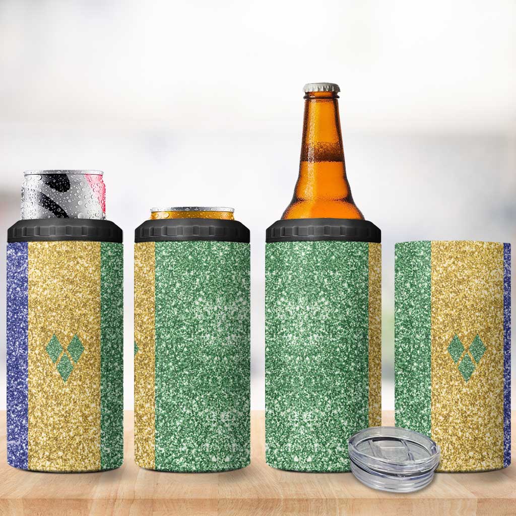 Saint Vincent and the Grenadines Vincy Mas 4 in 1 Can Cooler Tumbler SVG Glitter Color Style - Wonder Print Shop