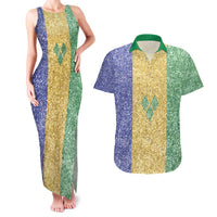 Saint Vincent and the Grenadines Vincy Mas Couples Matching Tank Maxi Dress and Hawaiian Shirt SVG Glitter Color Style - Wonder Print Shop
