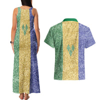 Saint Vincent and the Grenadines Vincy Mas Couples Matching Tank Maxi Dress and Hawaiian Shirt SVG Glitter Color Style - Wonder Print Shop