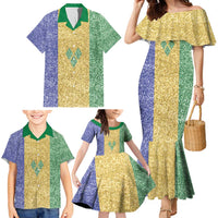 Saint Vincent and the Grenadines Vincy Mas Family Matching Mermaid Dress and Hawaiian Shirt SVG Glitter Color Style - Wonder Print Shop